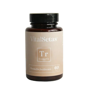 Cápsulas de Tremella VitalSetas en frasco, 60 cápsulas, extracto de Tremella para hidratación y juventud.