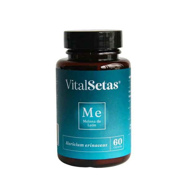 Cápsulas de Melena de León VitalSetas en frasco, 60 cápsulas con extracto de hongo para salud cerebral.