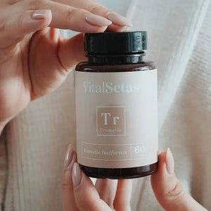 Cápsulas de Tremella VitalSetas, frasco de 60 cápsulas de extracto de Tremella, hidratación y rejuvenecimiento.