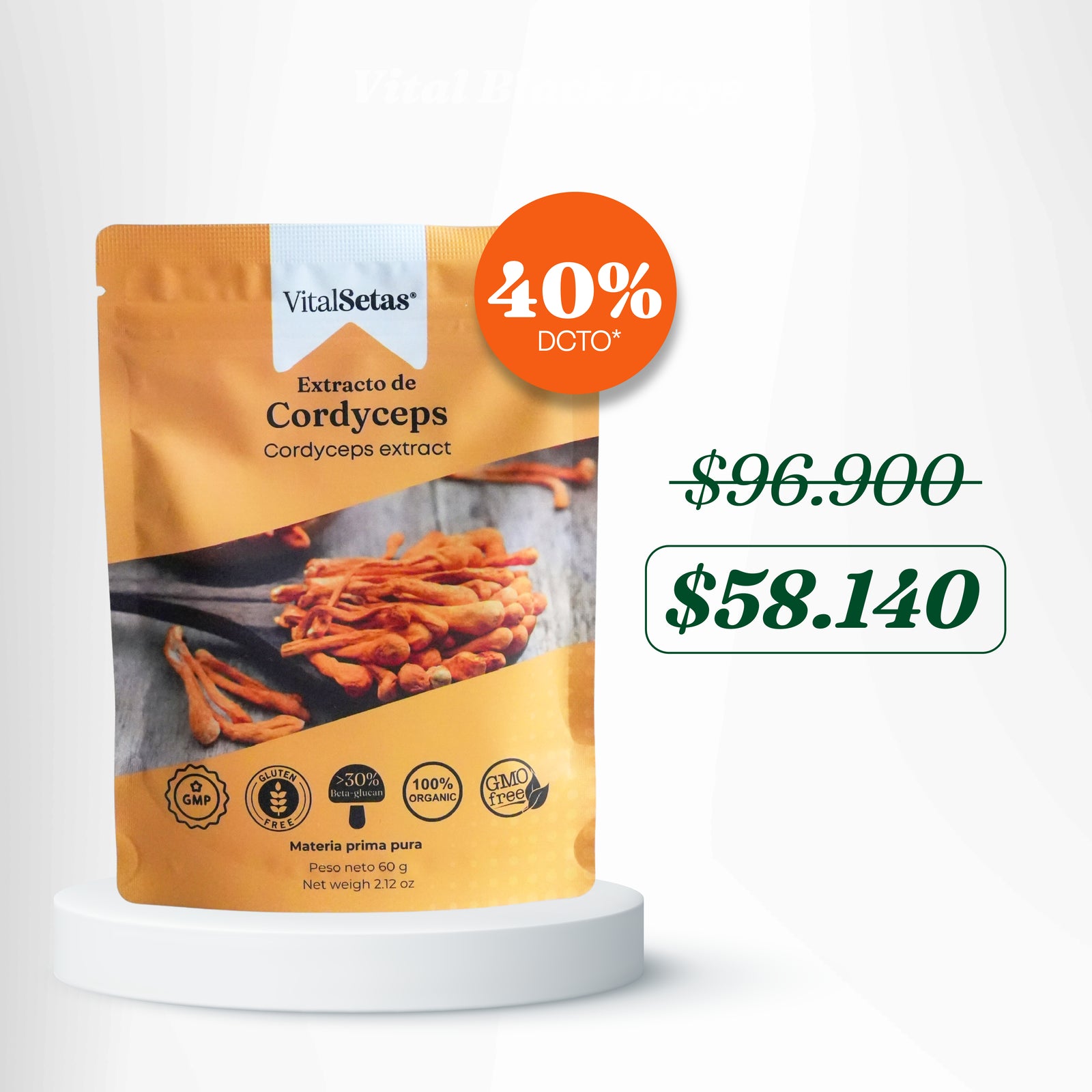 Extracto de Cordyceps VitalSetas - 60 gramos