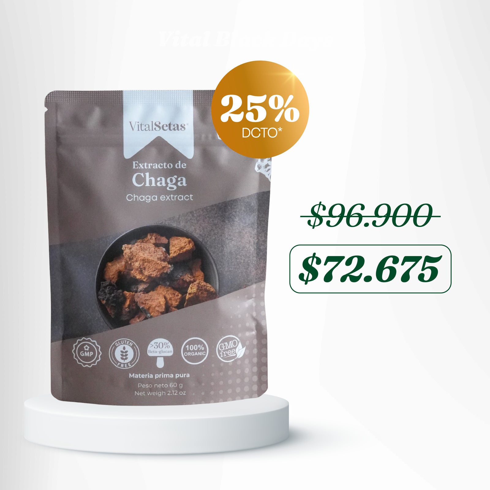 Extracto de Chaga VitalSetas - 60 gramos
