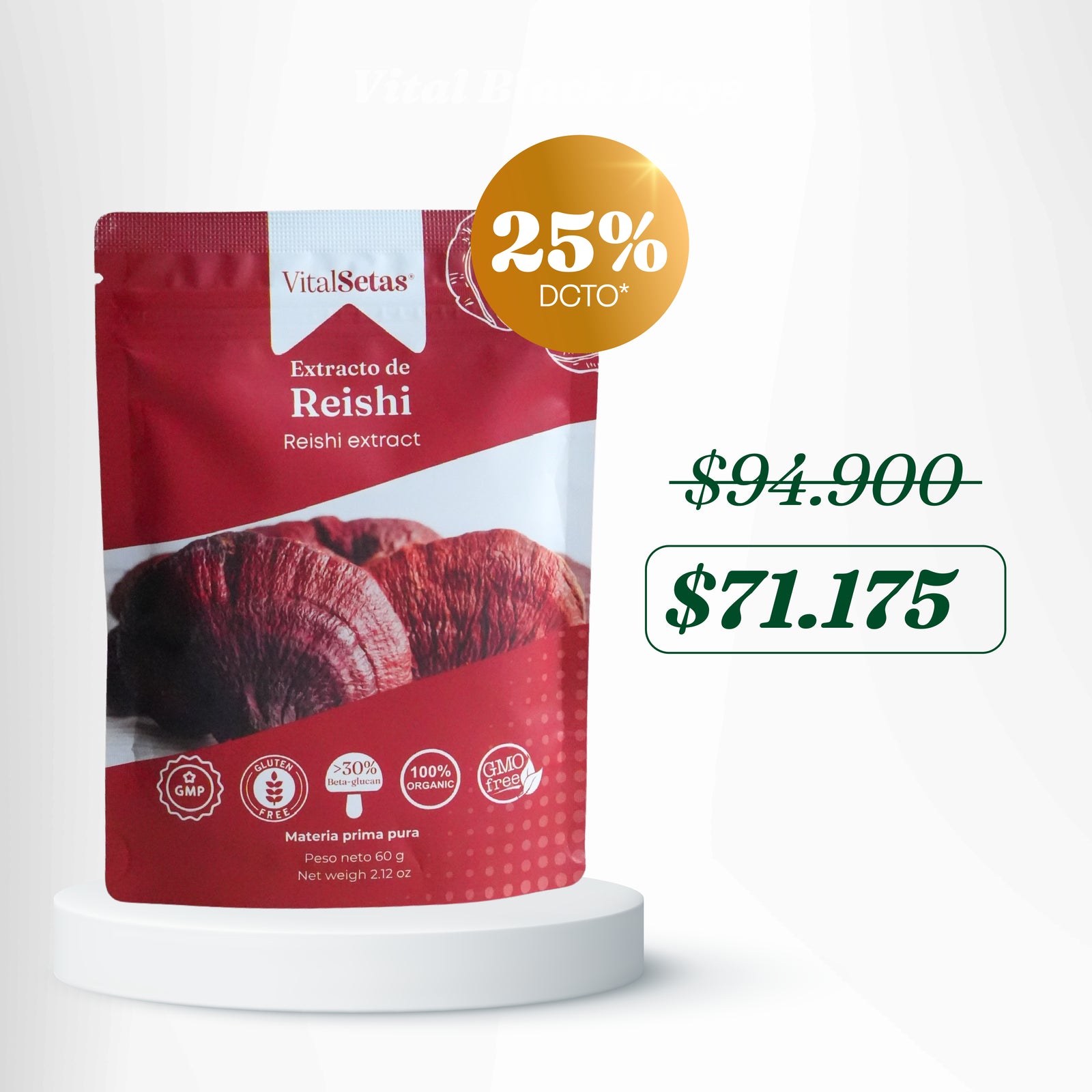 Extracto de Reishi VitalSetas - 60 gramos