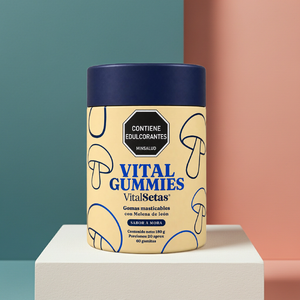 VitalGummies gomitas con melena de león VitalSetas fondo colorido