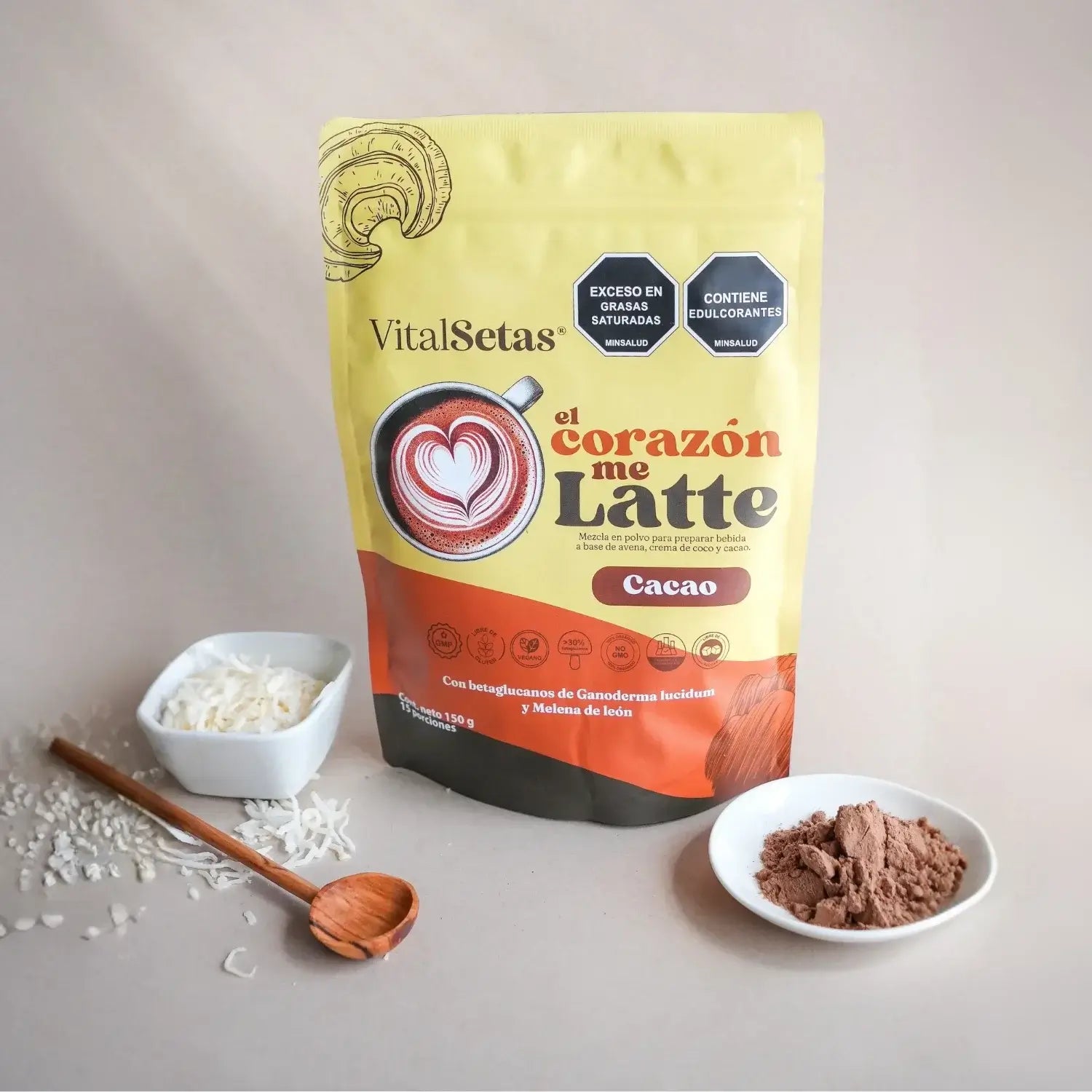 VitalSetas Cacao con melena de león y reishi El corazón me latte