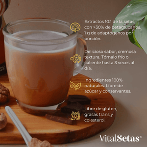 El Corazón Me Latte - Cacao en taza, mezcla de agua, cacao puro y adaptógenos, deliciosa bebida saludable.