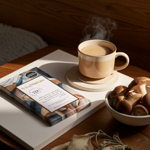 Chocolate Amargo con Melena de León, Betaglucanos de Ganoderma Lucidum y Chai - VitalSetas