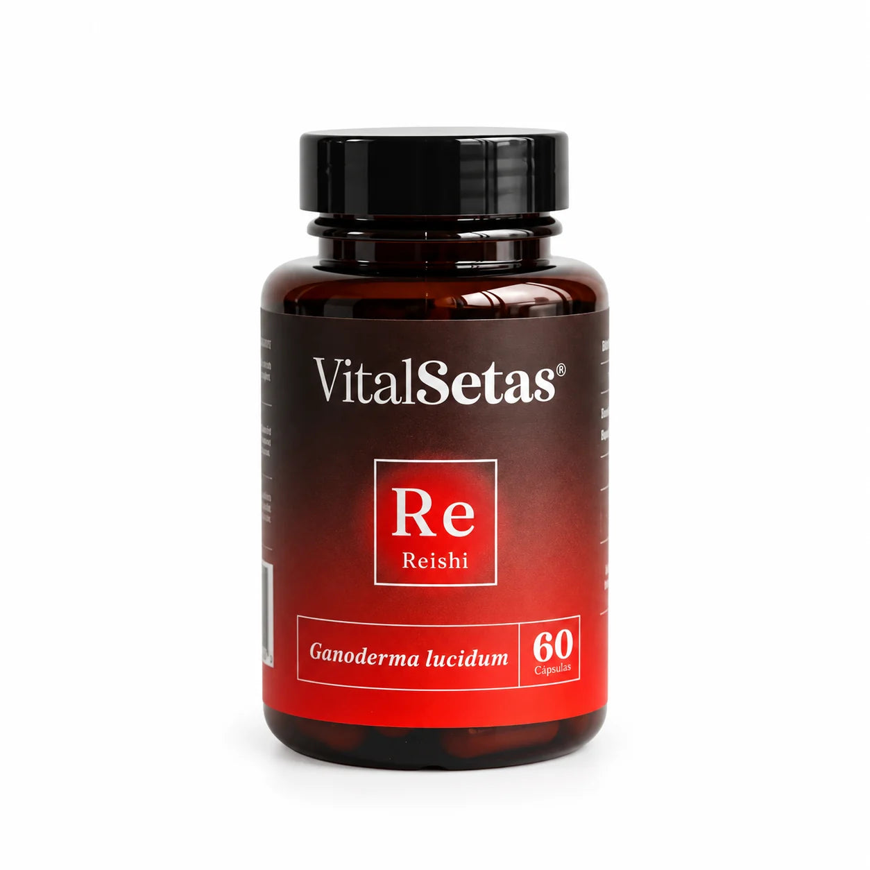 Cápsulas de reishi VitalSetas, frasco de 60 cápsulas
