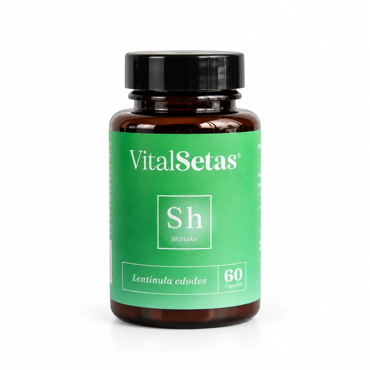 Cápsulas de shiitake VitalSetas, frasco de 60 cápsulas