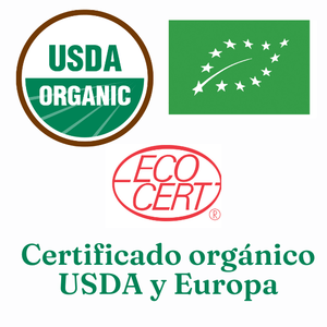 Certificado orgánico USDA y Europa, garantía de calidad para productos como Extracto de Reishi VitalSetas - 60 gramos.