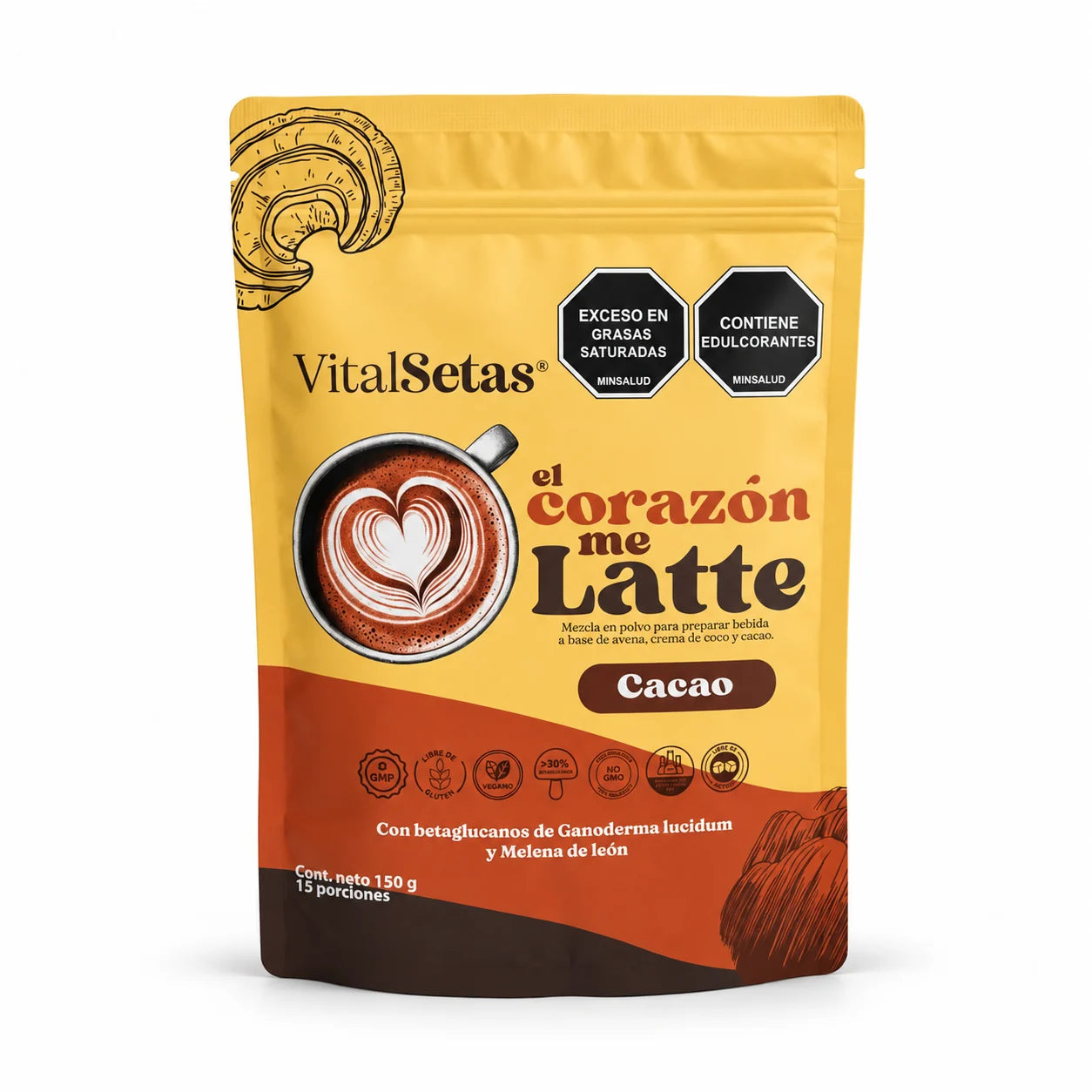 El corazón me latte Cacao VitalSetas, bolsa de 150 g