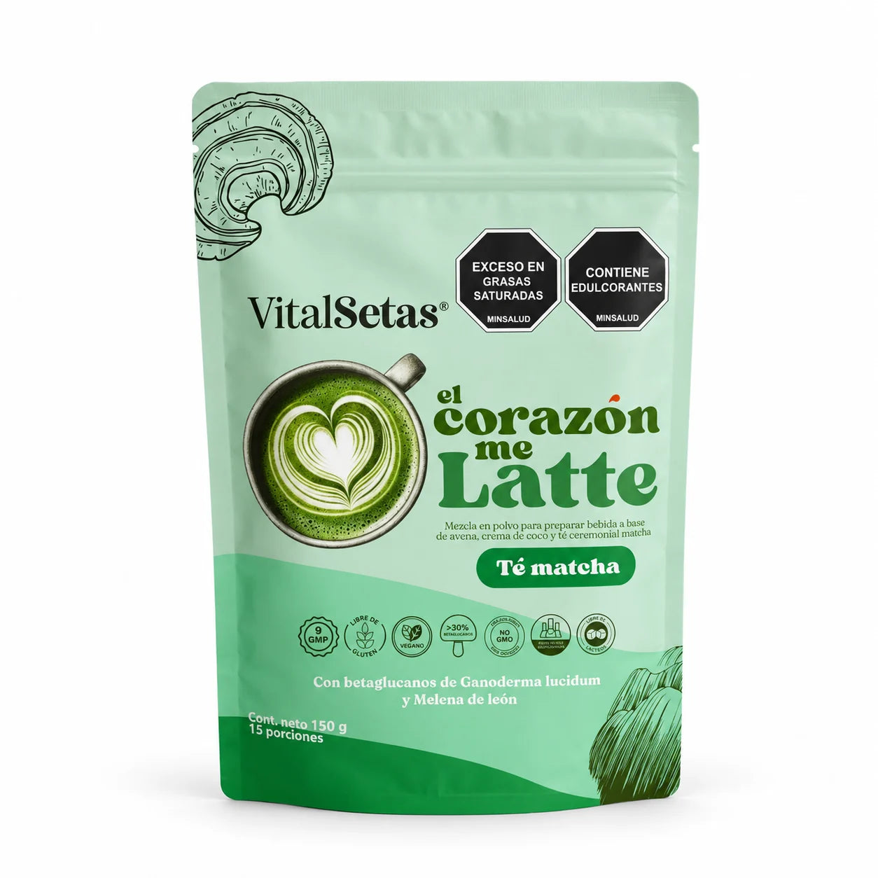 El corazón me latte Té matcha VitalSetas, bolsa de 150 g