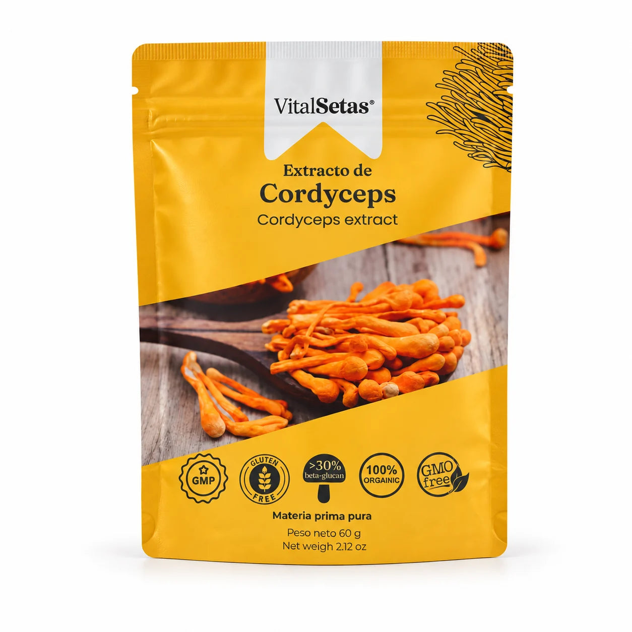 Extracto de cordyceps VitalSetas en polvo, bolsa de 60 g