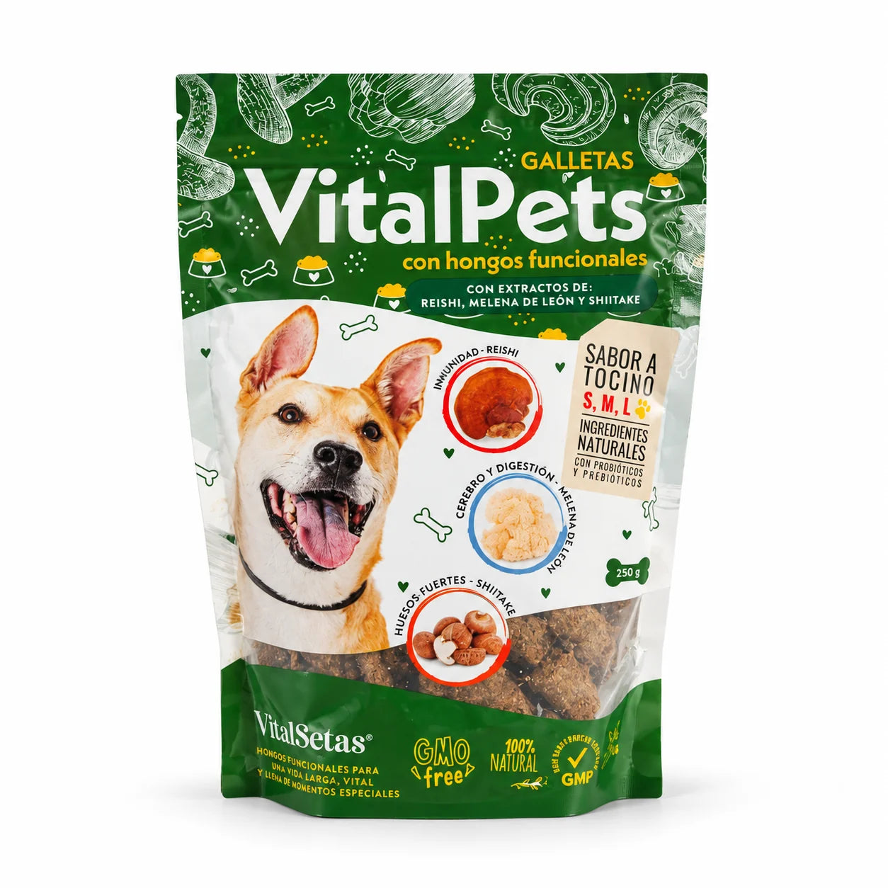Galletas para perros VitalPets con hongos funcionales, bolsa de 250 g